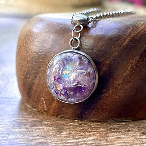 Orgone Pendant *EtherealEcho* Glow in the Dark Jewelry with Amethyst, Angel Aura Quartz, Rose Quartz, Celestite, Opalite, Lepidolite, Silver