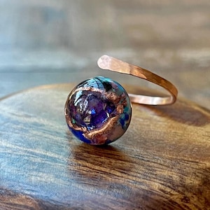 Artisan Orgonite Ring *SacredSedona* 14K Rose Gold Filled with Amethyst, Obsidian, Lapis, Turquoise, Sugilite, Sunstone, Sedonalite & Copper