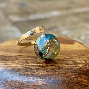 Artisan Orgonite Ring *Manifestiny* 14K Gold Filled Jewelry w/ ImperialAura Quartz, Prehnite, Peridot, SmokeyQuartz, Pyrite, Gold Leaf