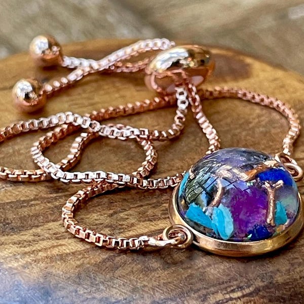 Orgone Bracelet *SacredSedona* Rose Gold Glow in the Dark Jewelry w/ Lapis, Turquoise, Amethyst, Sugilite, Copper, Sedona Vortex Sand
