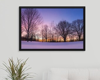 Forest Winter Sunset | Minnesota Woods | Canvas Wrap | Framed Canvas Wall Art