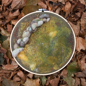 Stone Wall Meadow Felted Embroidery Landscape Art