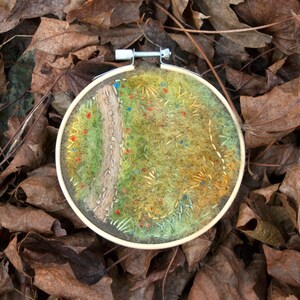 Roadside Meadow Felted Landscape Embroidery Art