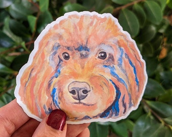 Apricot Poodle Doodle Watercolor Sticker, Labradoodle and Goldendoodle Sticker, Dog Face - Sticker Kiss-Cut Vinyl Stickers