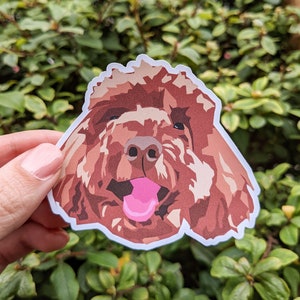 Happy Red Apricot Poodle Doodle Labradoodle Golden Doodle Dog Mix Vinyl Sticker - Perfect for Stationery and Gifts for Poodle Pet Parents