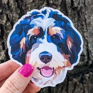 Bernedoodle Dog Sticker, Bernese Mountain Dog Poodle Mix - Sticker Kiss-Cut Vinyl Stickers