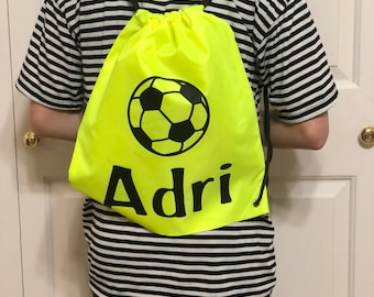 Drawstring Soccer Backpack, Drawstring bag, soccer bag, personalized bag, name bag