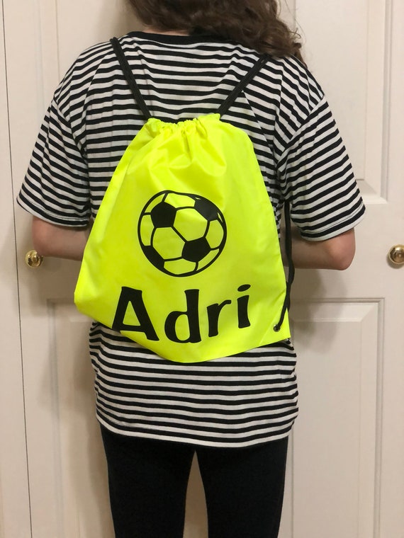 Drawstring Soccer Backpack Drawstring Bag Soccer Bag Personalized Bag Name Bag Etsy