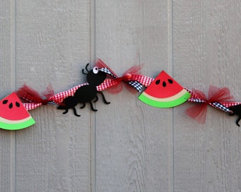 Picnic  Party Banner,  Birthday Party Banner, Ant Banner, Watermelon Banner, Summer Banner, Gingham Banner, Barbecue Banner, Baby Shower