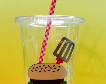 BBQ Party Cups, BBQ Cups, Outdoor Party Cups, Hamburger Cup, Summer Party, Swim Party Cups,Picnic Cups