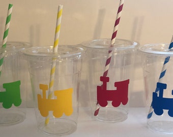Train Party Cups, Train Birthday Party Cups, Little Boy Train Birthday Party Cups, Choo Choo Train Party Cups, Train Shower Party Cups