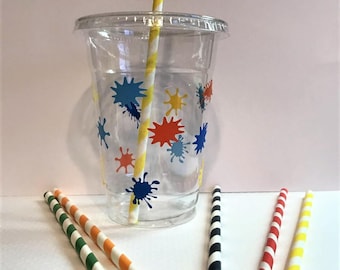 Paint Splatter Party Cups, Art Party Cups, Painting Cups, Colorful Cups, Spatter Paint Party, Painting Party, Painting Party,Paint Party