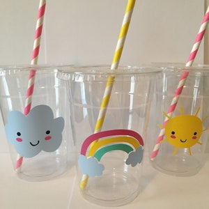 Rainbow Cloud Sun Party Cups, Rainbow Baby Shower Party Cups, Rainbow Birthday Party Cups, Sunshine Party Cups, Cloud Party Cups,