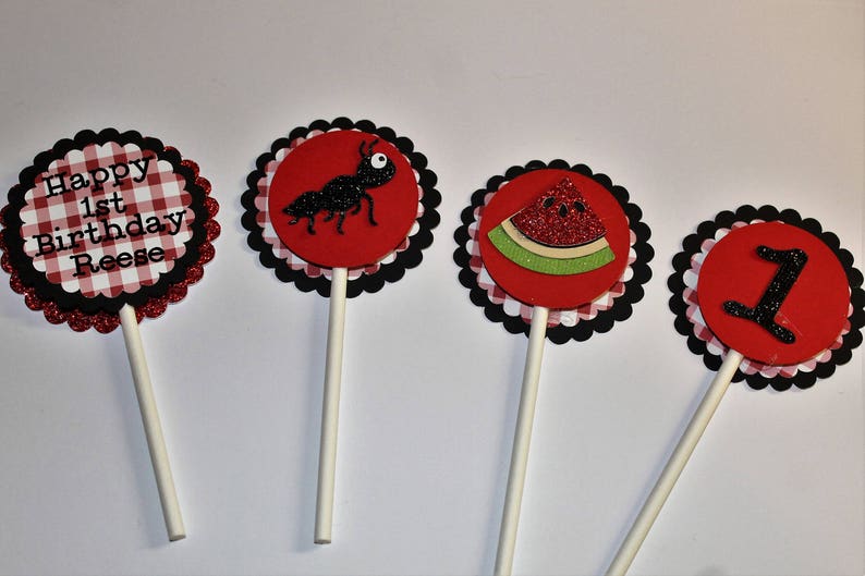 Ant & Watermelon Picnic Cupcake Toppers, Ant Picnic Party, Watermelon ...