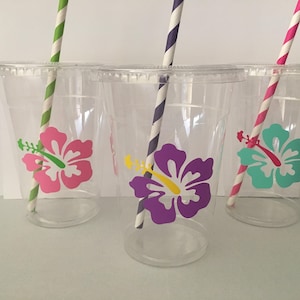 Hawaiian Luau Party Cups, Birthday Party, Hawaii Birthday Party, Summer Party, Pool Party, Luau Party, Party Cups, Hawaiian Baby Shower