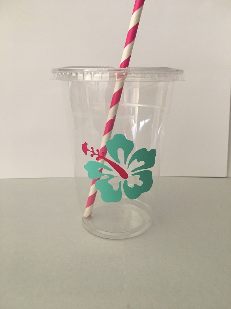 Hawaiian Luau Party Cups Birthday Party Hawaii Birthday Etsy