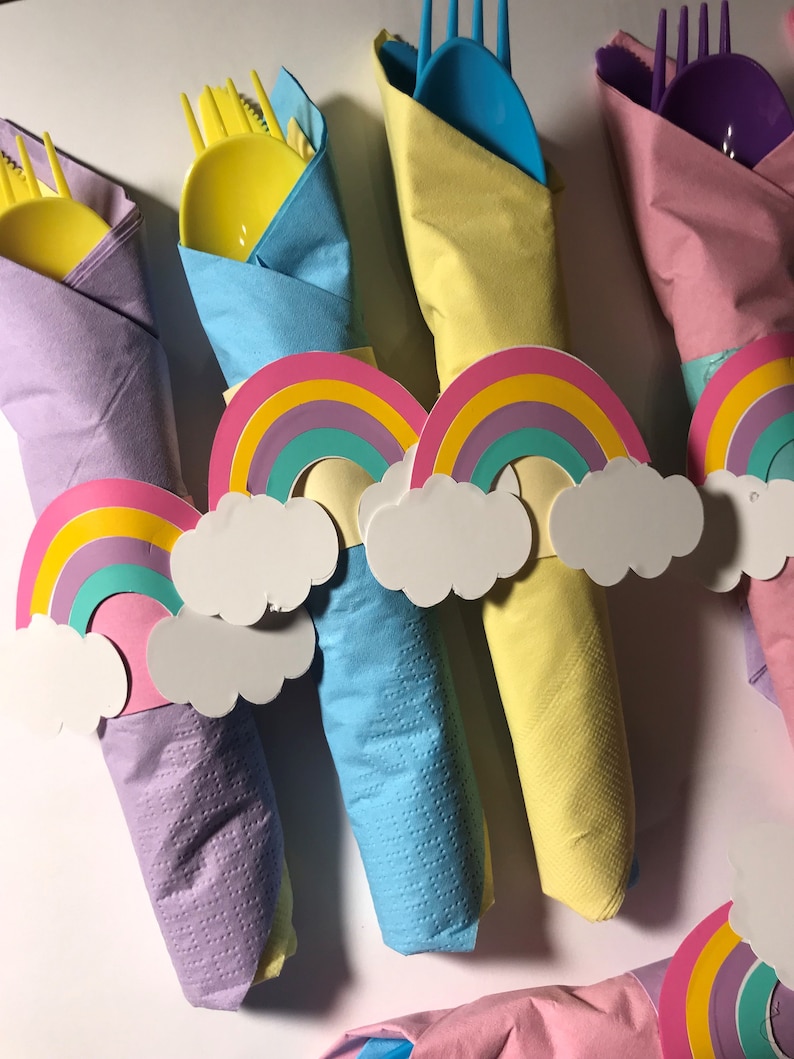Rainbow Cutlery Rainbow Birthday Rainbow Baby Shower Etsy