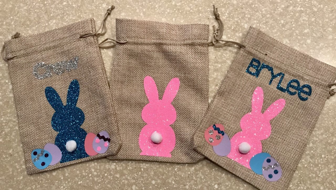 Burlap Easter Bags Easter Bunny Treat Bags Bunny Tails Etsy