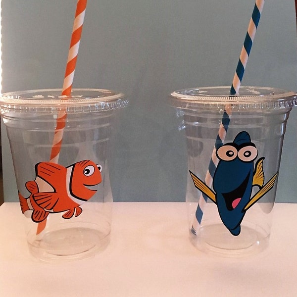 Finding Nemo party cups, Dory Cups, Birthday Party Cups, Under the Sea Party Cups, Beach Party Cups