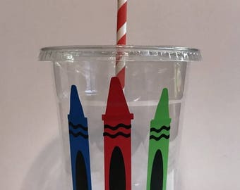 Crayon Party Cup, Crayon Birthday Party Cups, Crayon Inspired Party Cups, Crayon Cups,  Blue, Red, Green Crayon Cups