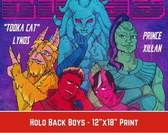 Holo Back Boys 12x18 Galactic Boy Band Fine Art Illustration Poster Print