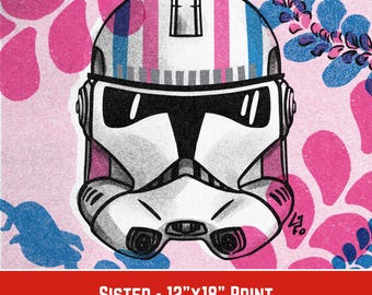 Sister Clone Trooper 12x18 Clone Wars Trans Fine Art Illustration Poster Print