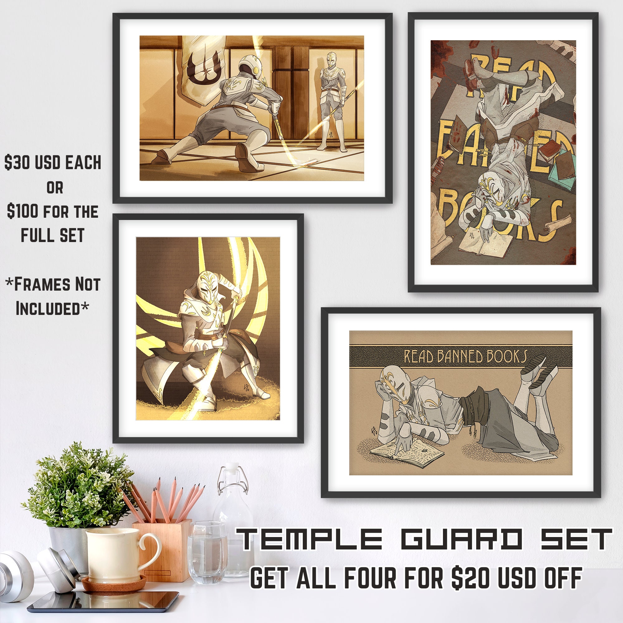 Temple Guard Art Prints Set