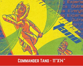Commander Tano and Clone Trooper Rex 11x14 Fine Art Poster Prints Clone Wars Drawing