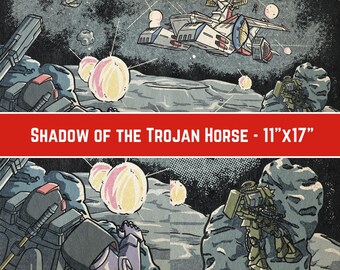 Shadow of the Trojan Horse 11x17 White Base Gundam UC 0079 Fine Art Illustration Poster Print