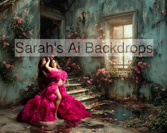 NINE Castle Stairs Digital Backdrops, Maternity Backdrops, Studio Backdrops, Digital Backgrounds, Photography Backgrounds, Pink, Red Fantasy