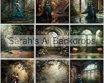 NINE Green Room Digital Backdrops, Maternity Backdrops, Studio Backdrops, Digital Backgrounds, Photography Backgrounds, Green, Olive Fantasy