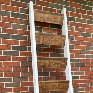 Northwest Indiana Pickup Only-NO Shipping Out of State LaPorte Ladder, Farmhouse Style Blanket Ladder White/Dark Walnut