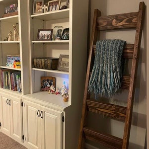 Northwest Indiana Pickup Only-NO Shipping Out of State LaPorte Ladder, Farmhouse Style Blanket Ladder Dark Walnut Stain