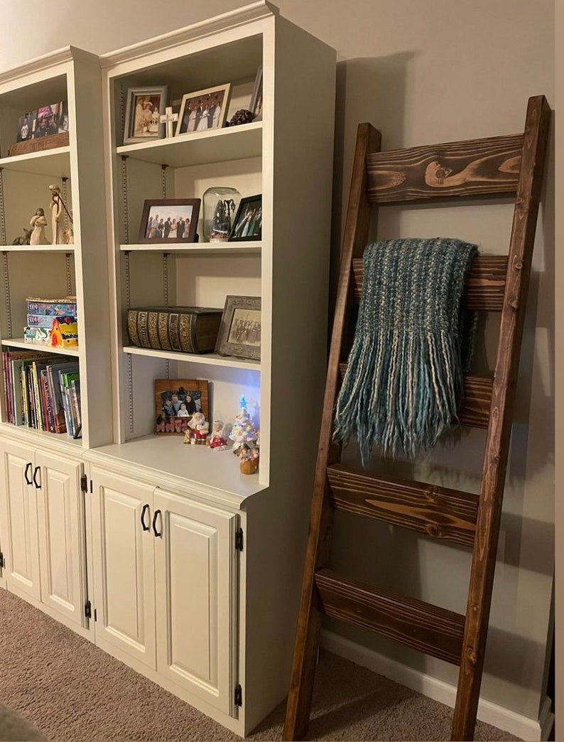 Northwest Indiana Pickup Only-NO Shipping Out of State LaPorte Ladder, Farmhouse Style Blanket Ladder Dark Walnut Stain