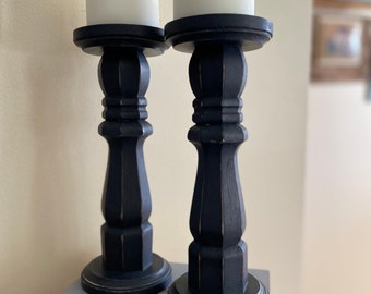 Cass Farmhouse Style Candlesticks / Wood Candlestick / Farmhouse Candlestick / Distressed Candlestick