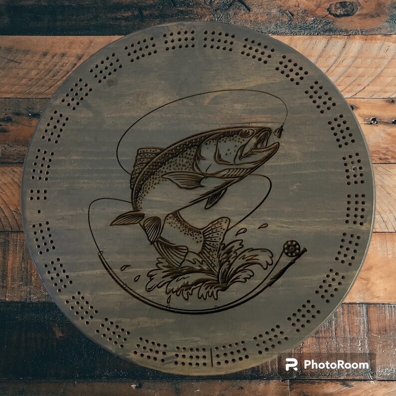 Fly Fishing Cribbage Board, Fishing Crib Board, Crib Board With Trout