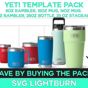 Yeti Template Paket, 8 Unzen Rambler, 10 Unzen BECHER, 14 Unzen Becher, 20 Unzen Rambler, 26 Unzen Flasche, 20 Unzen stapelbar, Lasergravur Vorlage für Yeti