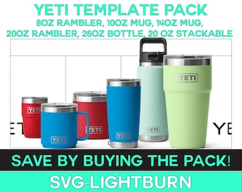 Plantilla de grabado láser para Yeti Cup (paquete de 8 oz, 10 oz, 14 oz, 20 oz, 26 oz)