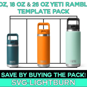 YETI Wasserflasche Vorlagenpaket - 12 Unzen, 18 Unzen und 26 Unzen YETI Vorlage für Lasergravur svg, Vorlage für Yeti Cups, Yeti Bundle svg