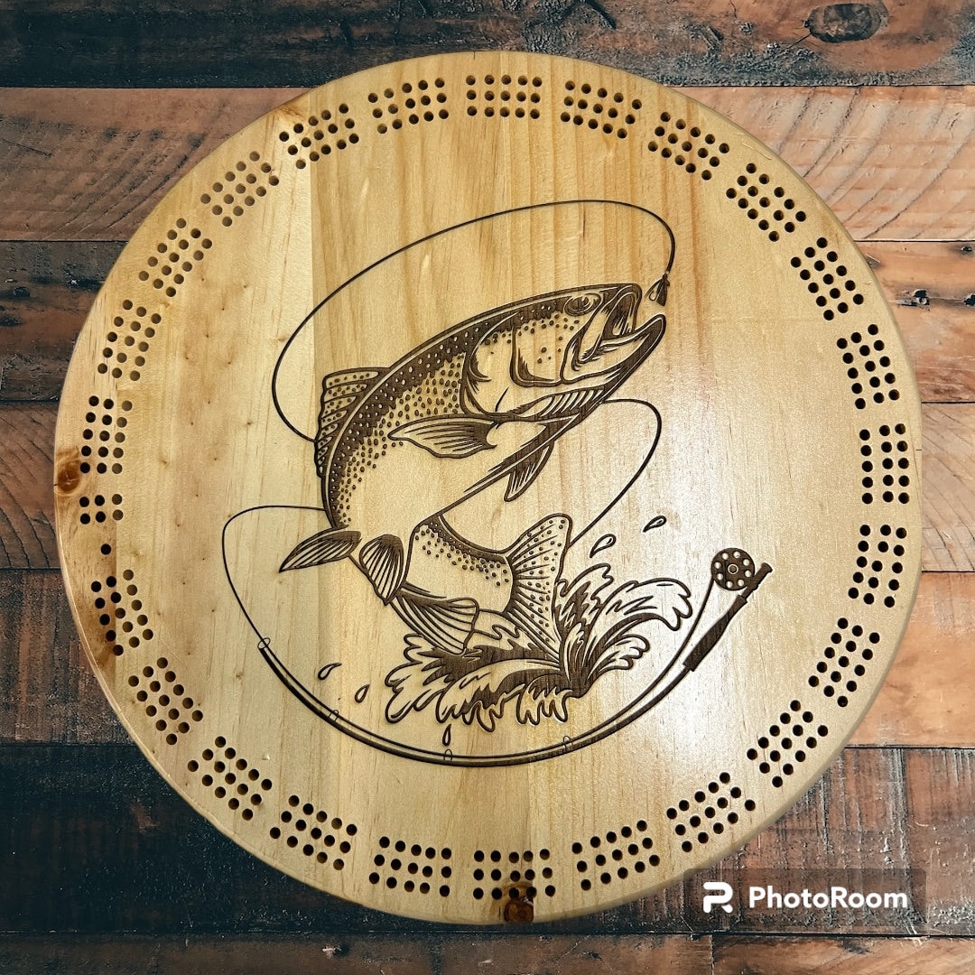 Fly Fishing Cribbage Board, Fishing Crib Board, Crib Board With Trout