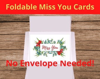 10 Folding Miss You post cards No envelope needed Instant Download PDF PNG Greeting cards