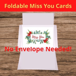 10 tarjetas postales plegables Miss You No se necesita sobre Descarga instantánea PDF PNG Tarjetas de felicitación