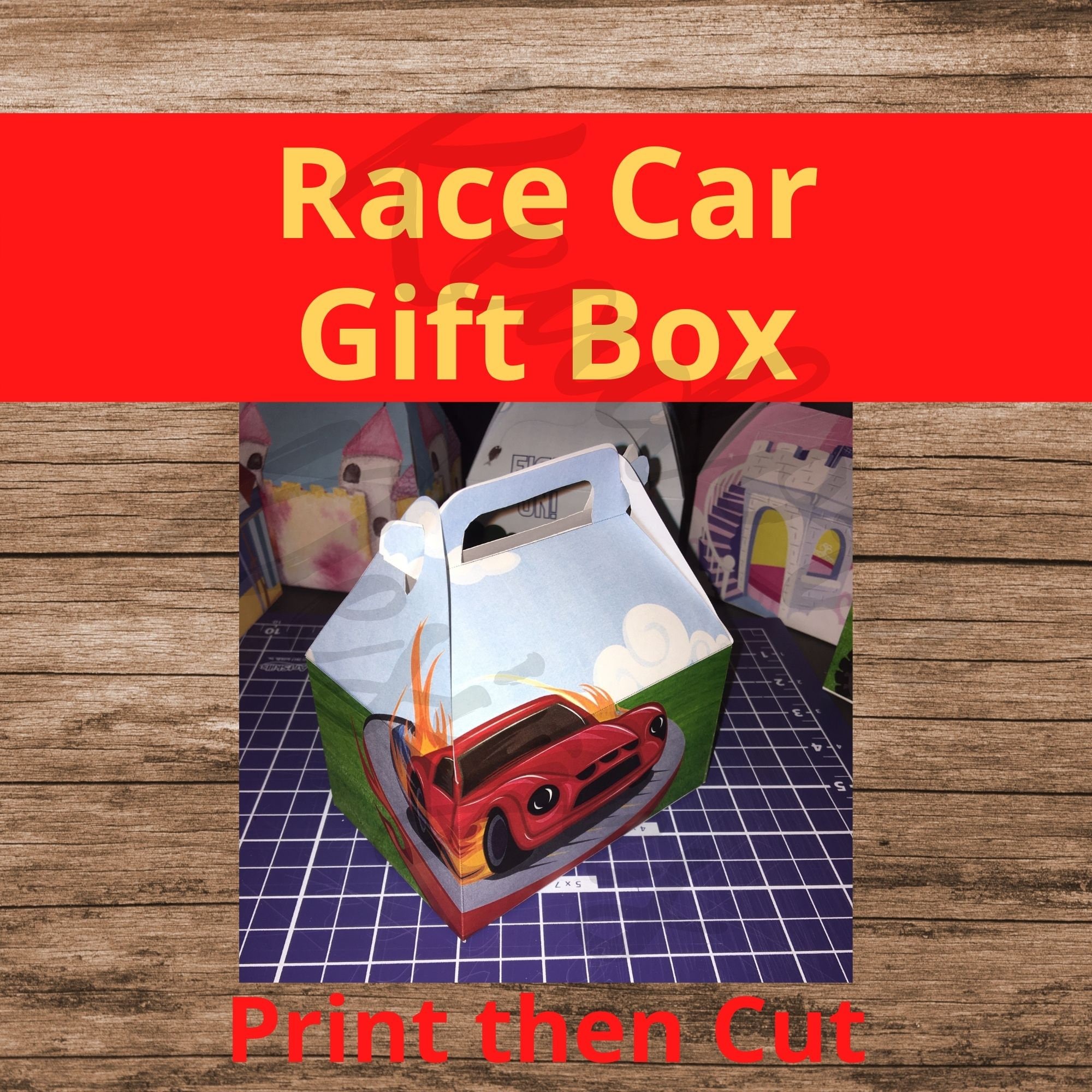 Race Car Gift Box Treat Box Printable Download Pdf Png Instant Etsy