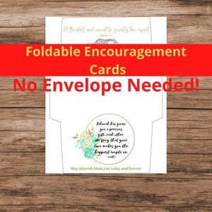 5 opvouwbare aanmoedigingsbriefkaarten Geen envelop nodig Instant Download PDF PNG Wenskaarten