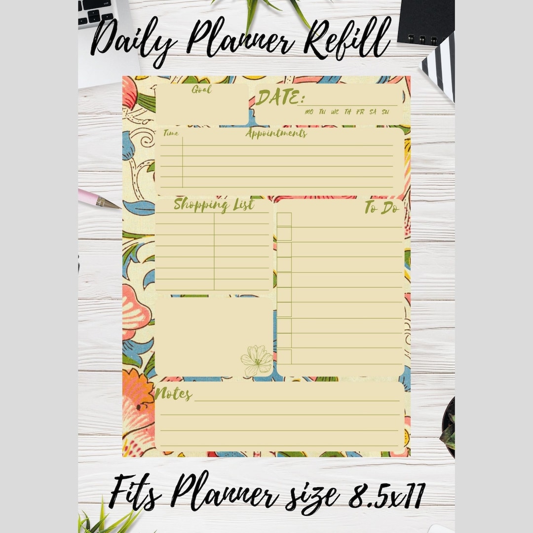 Happy Planner Printable Daily Planner Refill Inserts 8.5 X 11 Keadora ...