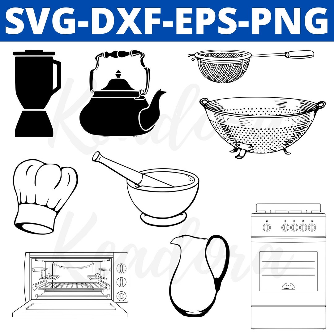 Kitchen Utensil Cookware SVG Bundle 140+ Items Cricut Svg Eps Dxf Png ...