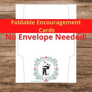 5 opvouwbare aanmoedigingsbriefkaarten Geen envelop nodig Instant Download PDF PNG Wenskaarten