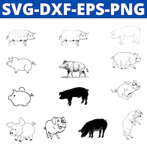 Pig svg Bundle cricut silhouette vector svg eps dxf png files
