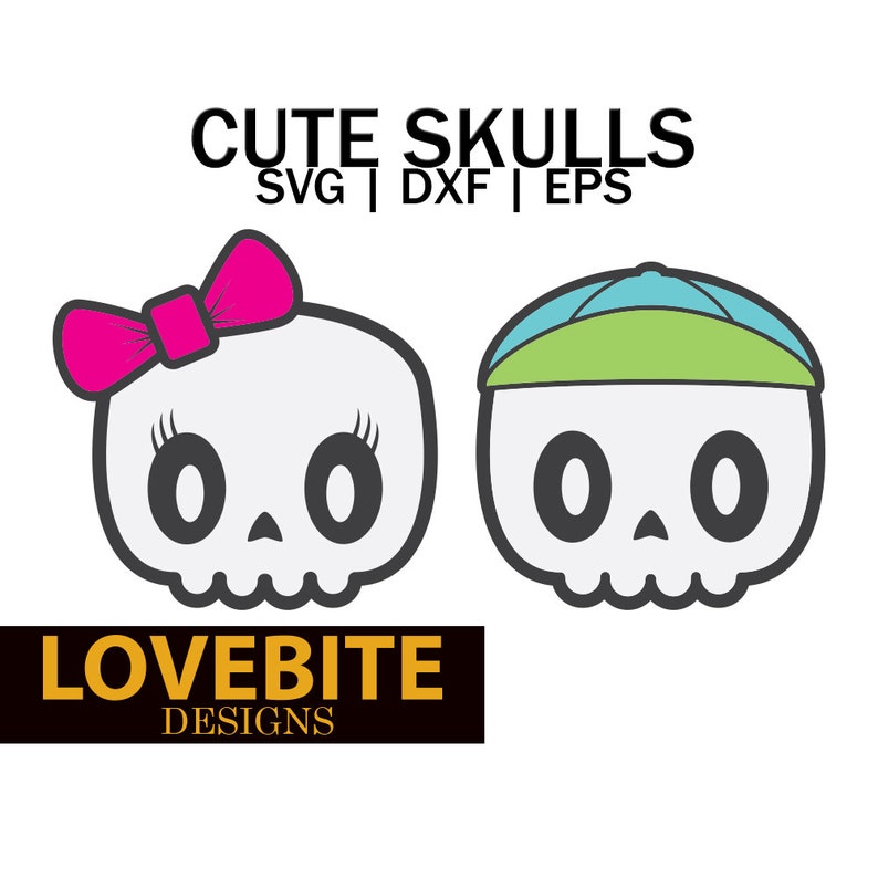 Download Cute Skulls SVG DXF EPS file for Silhouette and Circuit | Etsy