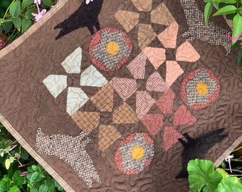 Crows in the Flower Garden Quilt Pattern